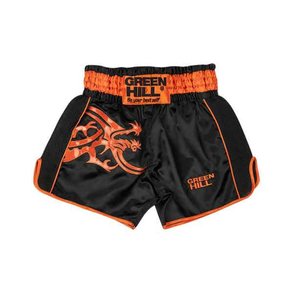 TBSG-6621 Шорты для тайского бокса GARUDA черно-оранжевые(2)