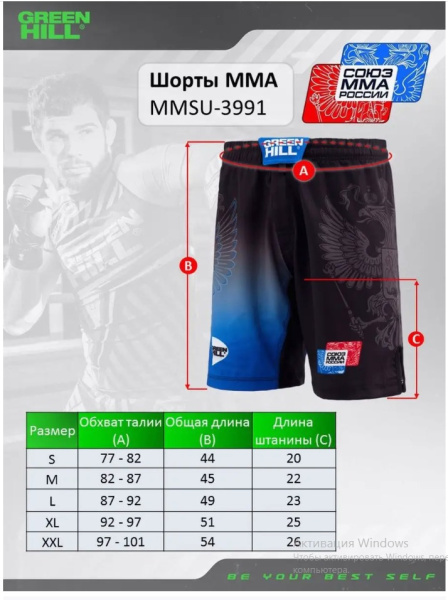 MMSU-3991 Шорты СОЮЗ MMA РОССИИ синие(4)