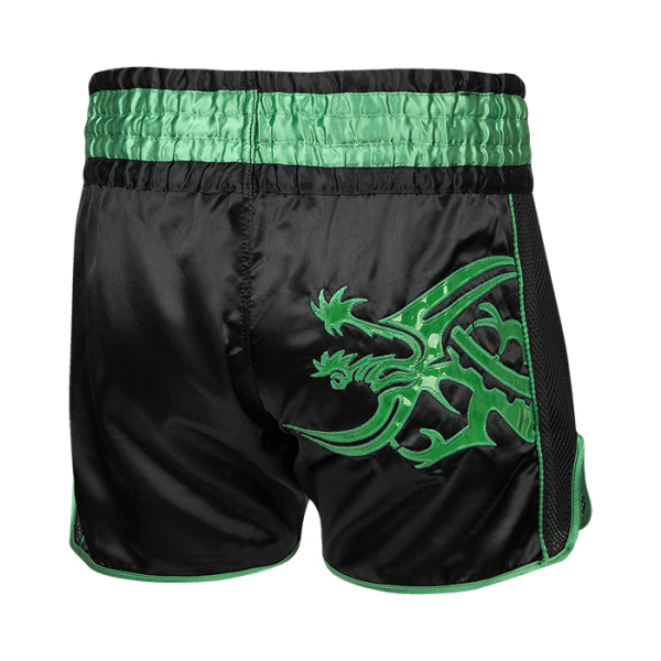 TBSG-6621 Шорты для тайского бокса GARUDA черно-зеленые(4)