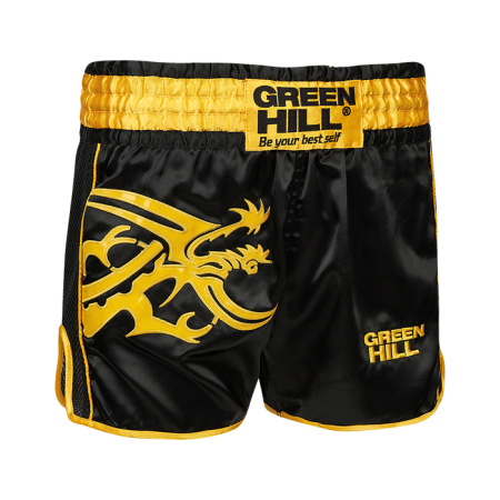 TBSG-6621 Шорты для тайского бокса GARUDA черно-желтые(5)