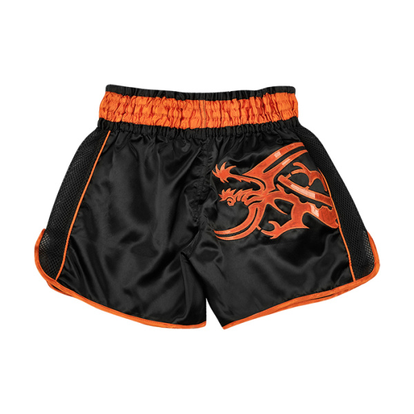 TBSG-6621 Шорты для тайского бокса GARUDA черно-оранжевые(4)