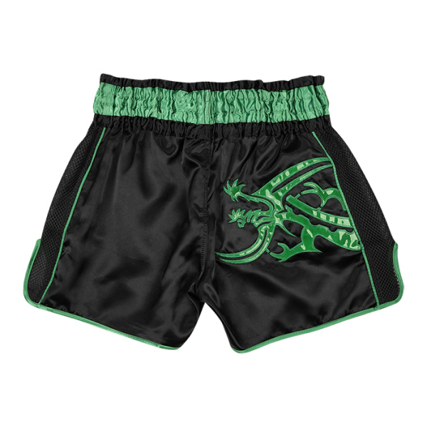 TBSG-6621 Шорты для тайского бокса GARUDA черно-зеленые(3)
