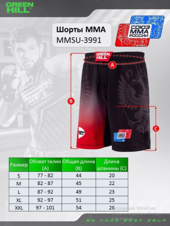 MMSU-3991 Шорты СОЮЗ MMA РОССИИ красные(4)